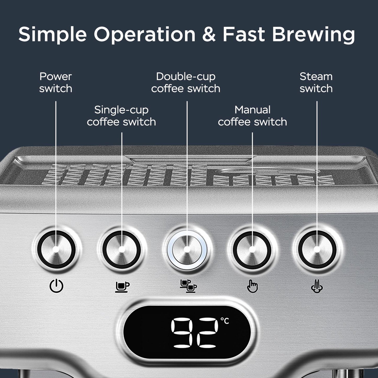 Espresso Machine, 20 bar espresso machine with milk frother for latte,cappuccino,Machiato,for home espresso maker,1.8L Water Tank,Stainless Steel Complimentary ESE Filter