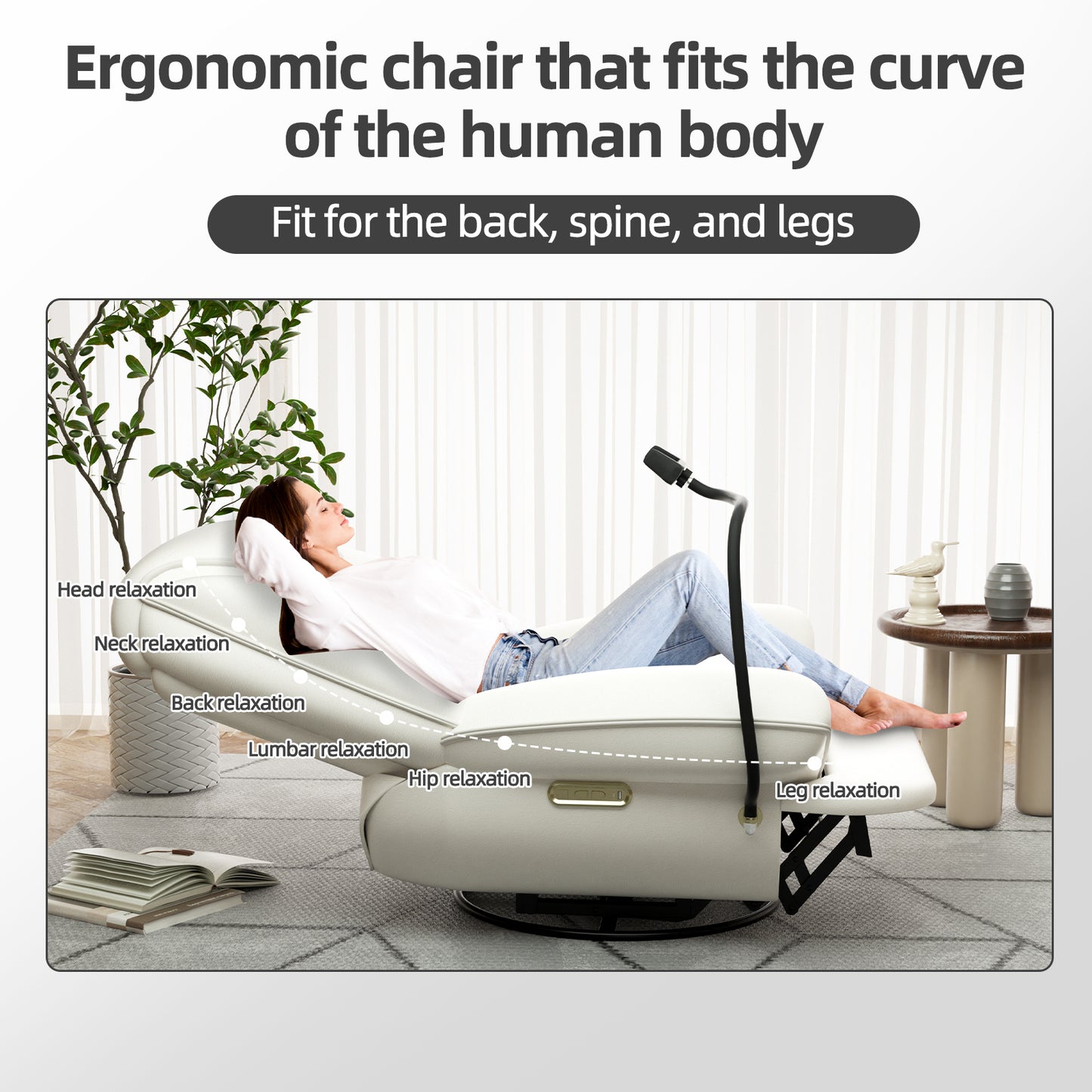 Oversized Power Recliner Chair,270°Swivel Glider Recliner for Nursery, Electric Recliner Sofa with Voice Control, Smart Rocker Chair with Phone Holder, Living Room ((Beige))