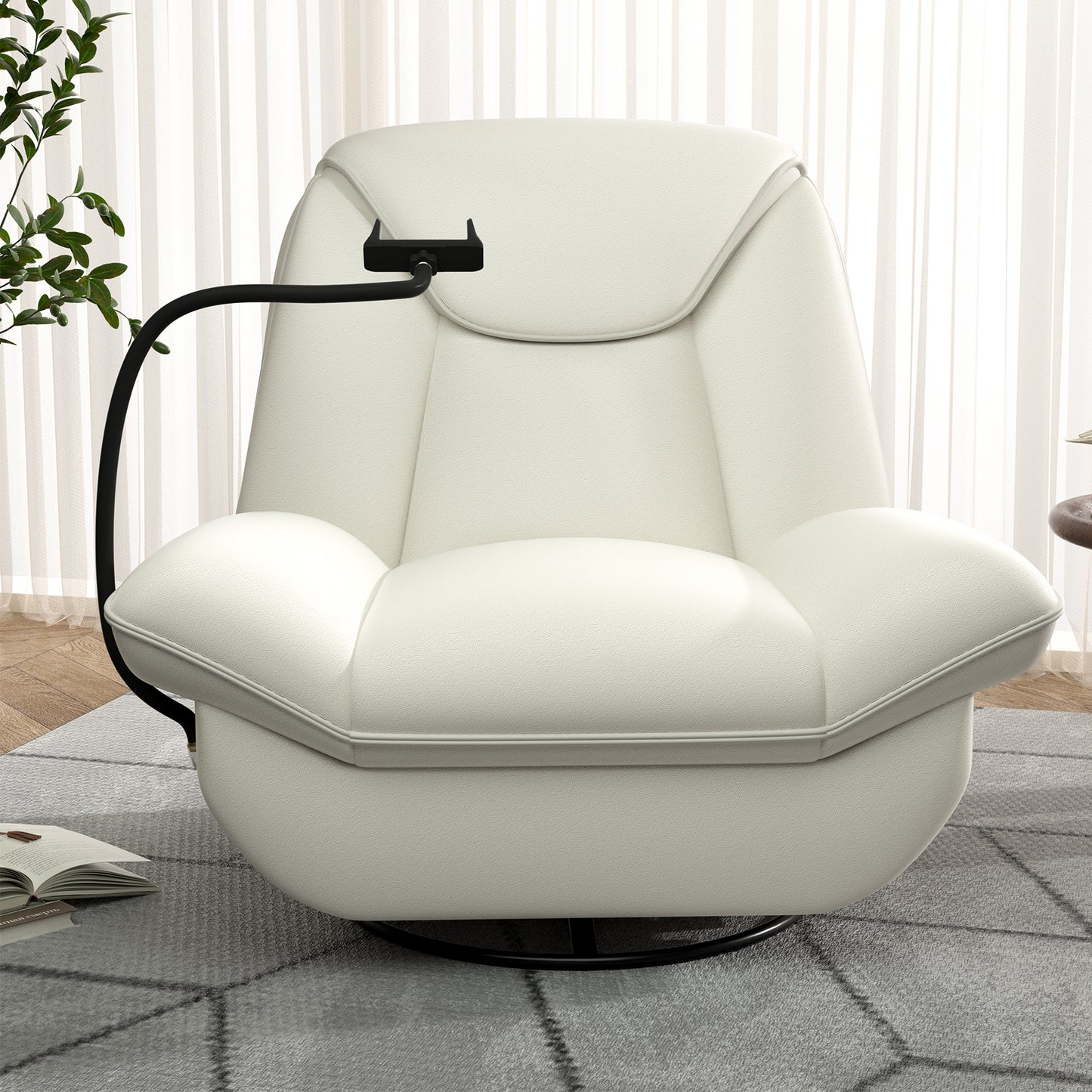 Oversized Power Recliner Chair,270°Swivel Glider Recliner for Nursery, Electric Recliner Sofa with Voice Control, Smart Rocker Chair with Phone Holder, Living Room ((Beige))