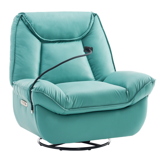 Oversized Power Recliner Chair,270°Swivel Glider Recliner for Nursery, Electric Recliner Sofa with Voice Control, Smart Rocker Chair with Phone Holder, Living Room (Mint)