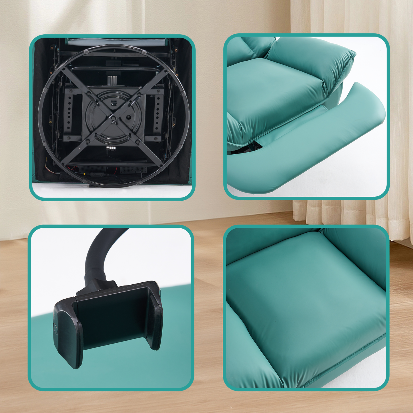 Oversized Power Recliner Chair,270°Swivel Glider Recliner for Nursery, Electric Recliner Sofa with Voice Control, Smart Rocker Chair with Phone Holder, Living Room (Mint)