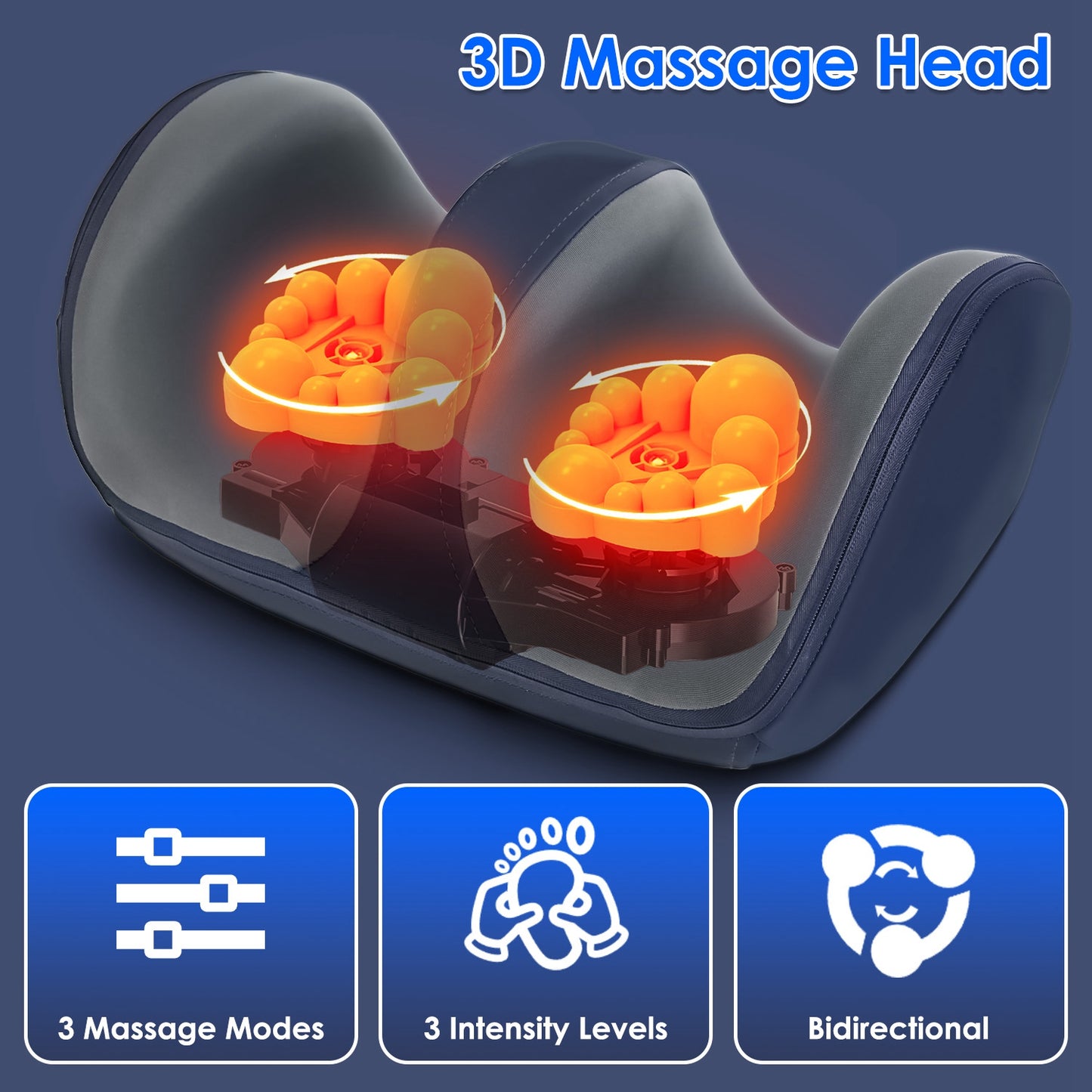 Shiatsu Foot Massager with Heat Foot Calf Thigh Arm Massager Machine with 3 Modes 3 Intensity Levels