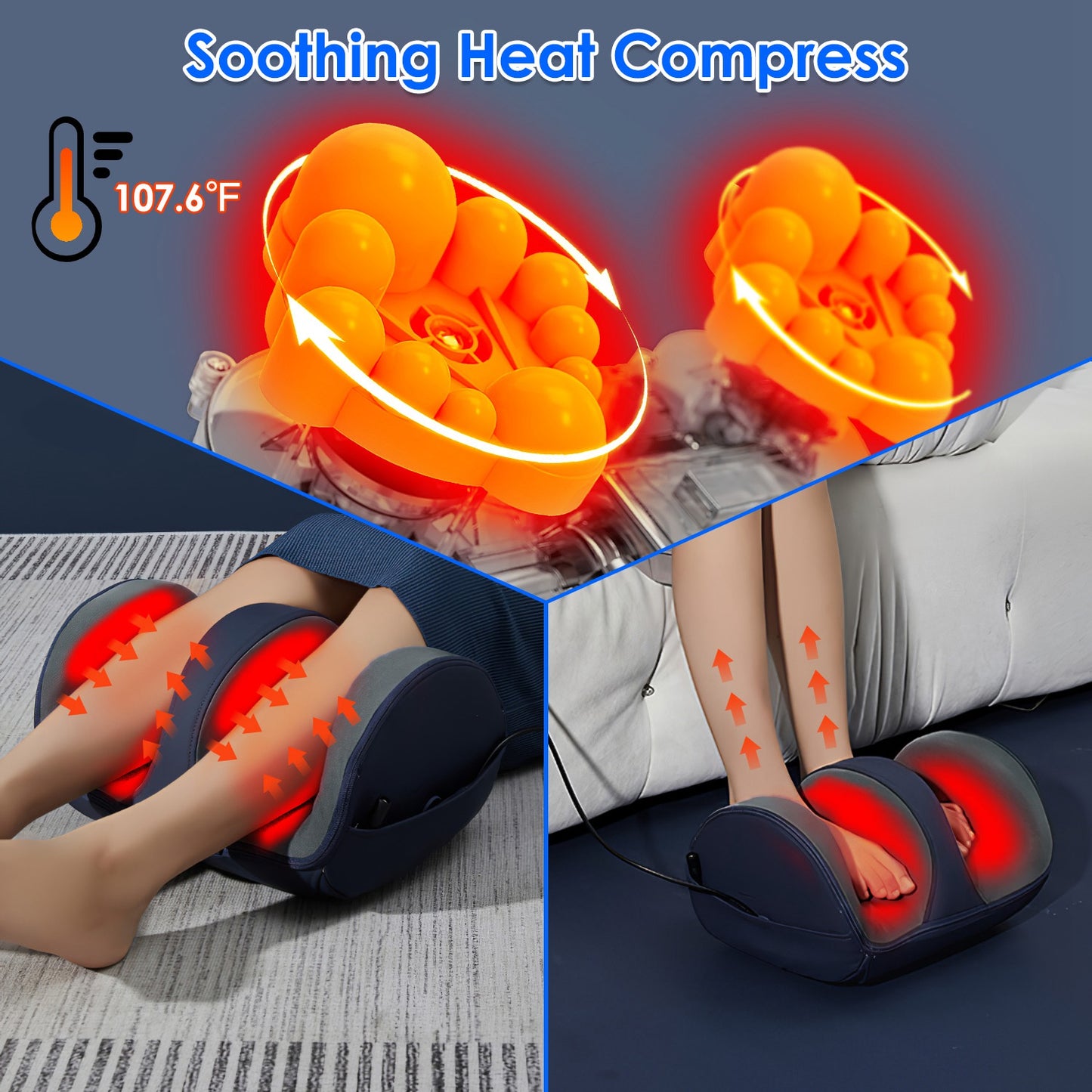 Shiatsu Foot Massager with Heat Foot Calf Thigh Arm Massager Machine with 3 Modes 3 Intensity Levels