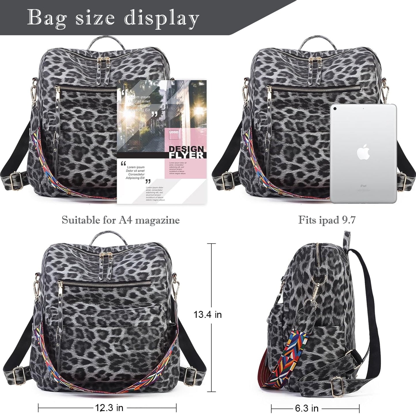 Synthetic Leather Backpack Purse for Women Shoulder Bag Travel Bag