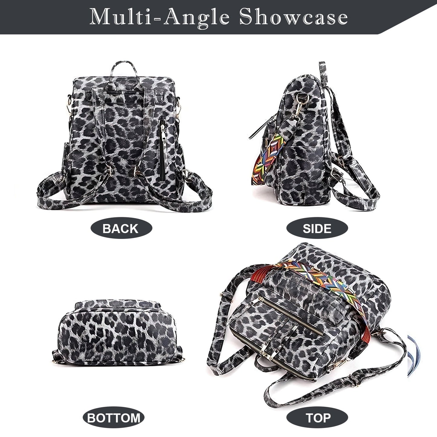 Synthetic Leather Backpack Purse for Women Shoulder Bag Travel Bag