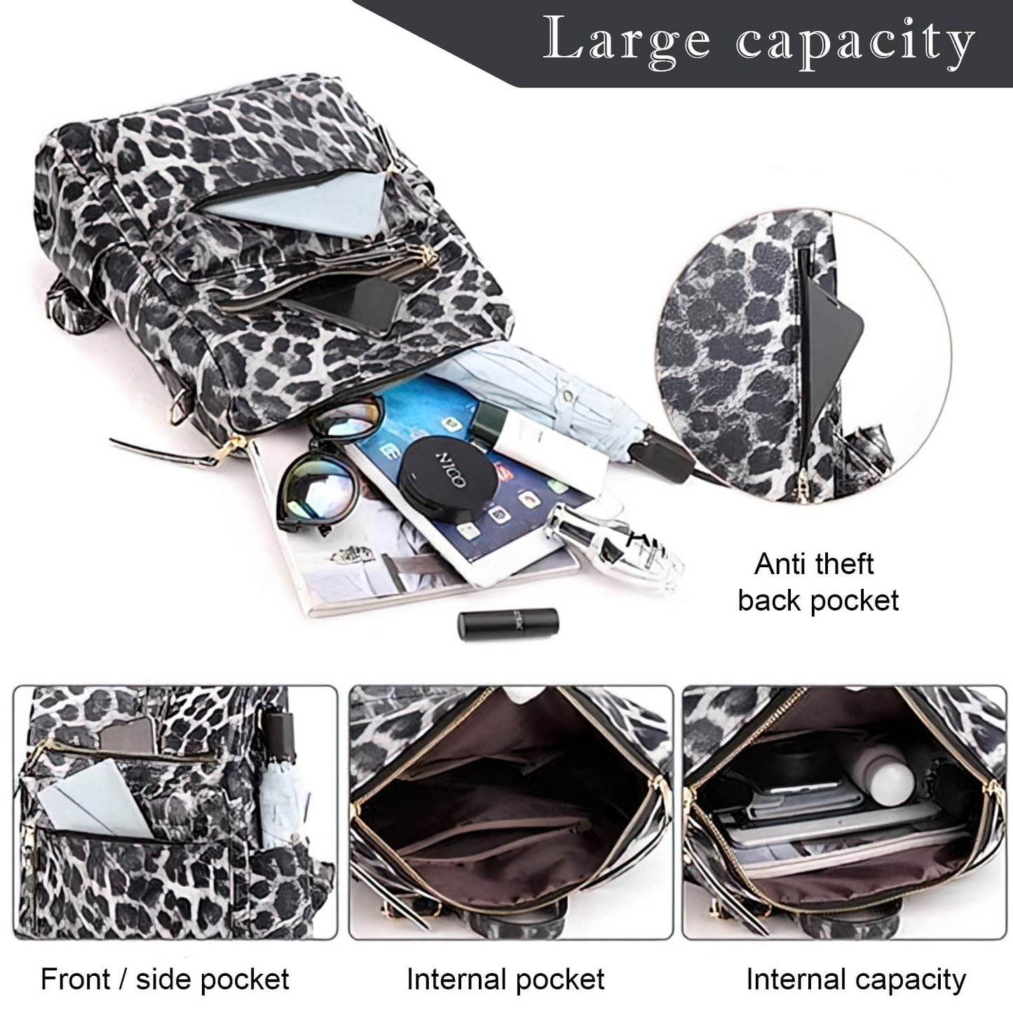 Synthetic Leather Backpack Purse for Women Shoulder Bag Travel Bag