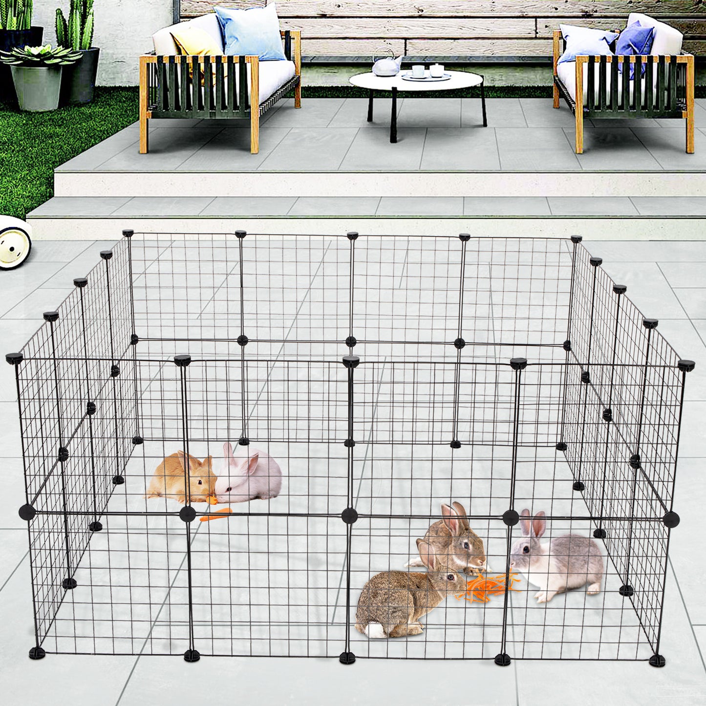 Pet Playpen, Small Animal Cage Indoor Portable Metal Wire Yard Fence for Small Animals, Guinea Pigs, Rabbits Kennel Crate Fence