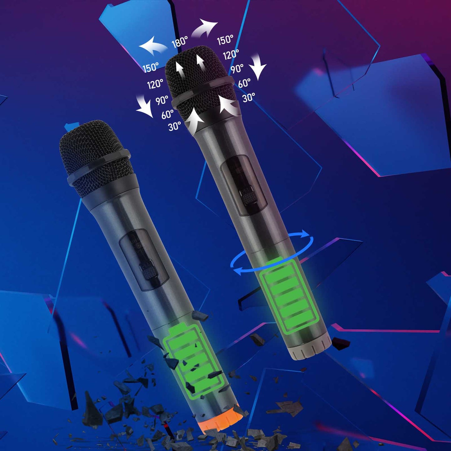 8in Wireless Portable Bluetooth Karaoke Speaker with TF/USB/AUX/FM/TWS, LED Disco Light, Bluetooth 5.0