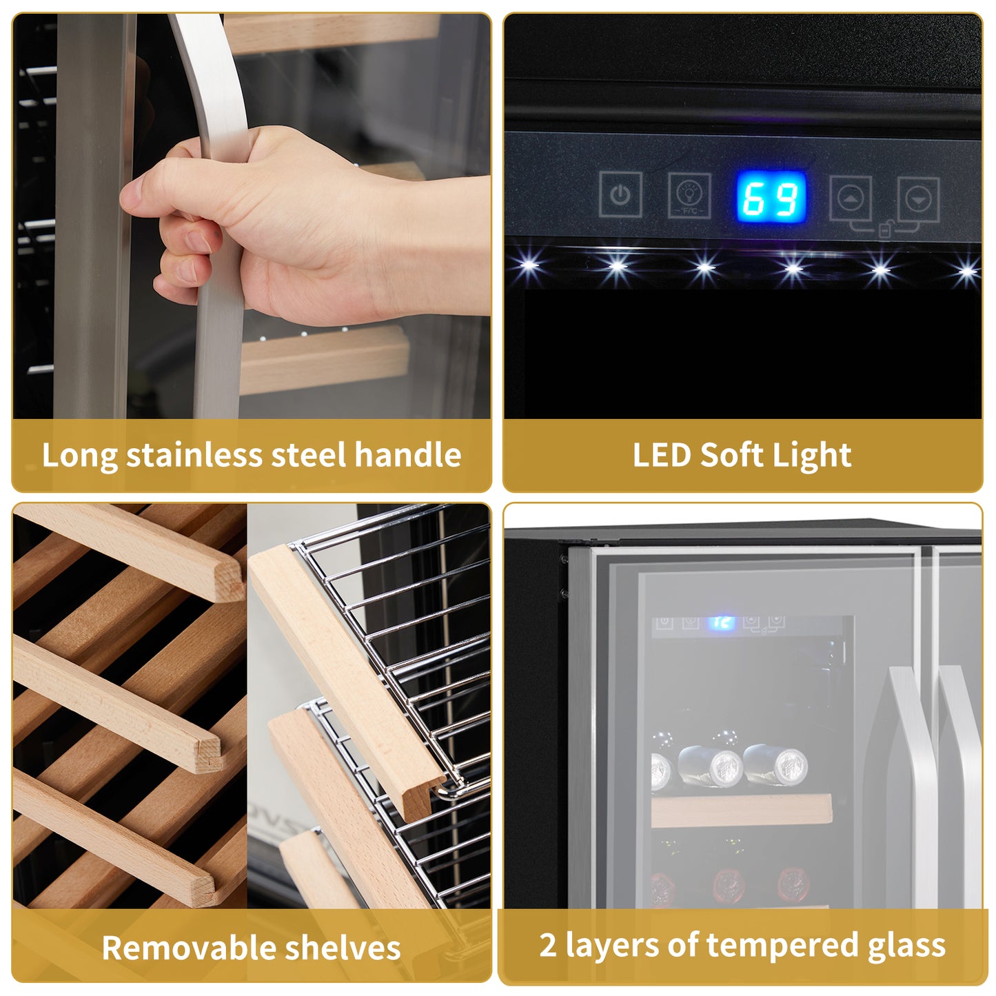 Dual Zone Wine and Beverage Refrigerator, 34 Bottle Wine Fridge with Independent Temperature Control & Glass Door, Built-in/Freestanding/Under Counter Wine Cooler Chiller for Wine Champagne Beer