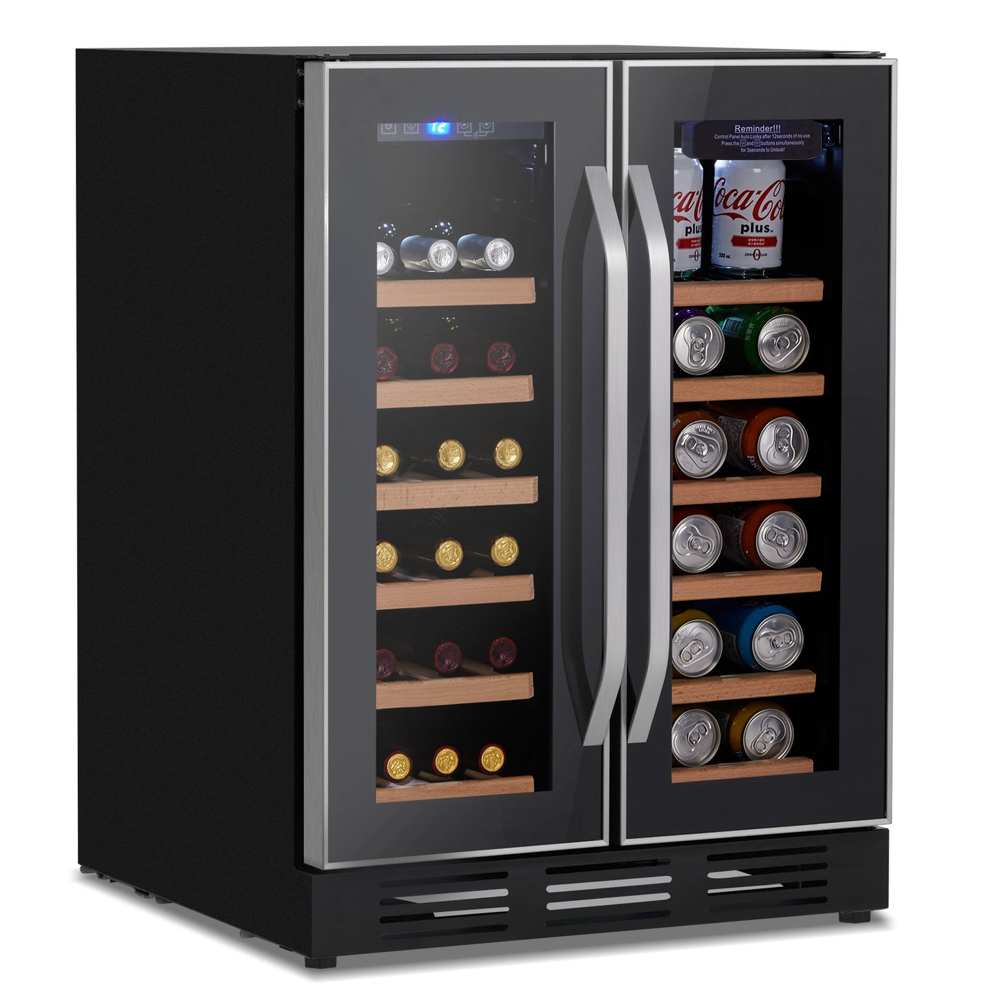 Dual Zone Wine and Beverage Refrigerator, 34 Bottle Wine Fridge with Independent Temperature Control & Glass Door, Built-in/Freestanding/Under Counter Wine Cooler Chiller for Wine Champagne Beer