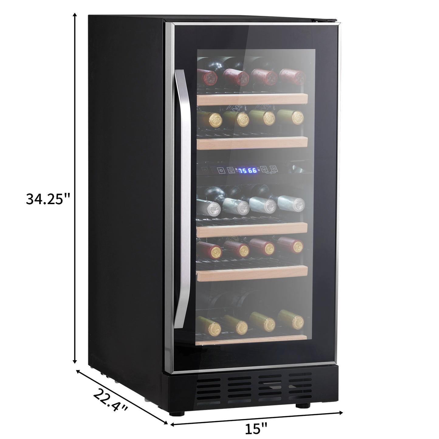 Dual Zone Wine and Beverage Refrigerator, 26 Bottle Wine Fridge with Independent Temperature Control & Glass Door, Built-in/Freestanding/Under Counter Wine Cooler Chiller for Wine Champagne Beer