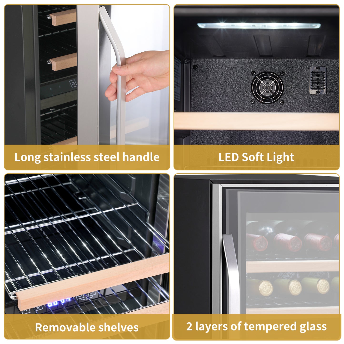 Dual Zone Wine and Beverage Refrigerator, 26 Bottle Wine Fridge with Independent Temperature Control & Glass Door, Built-in/Freestanding/Under Counter Wine Cooler Chiller for Wine Champagne Beer