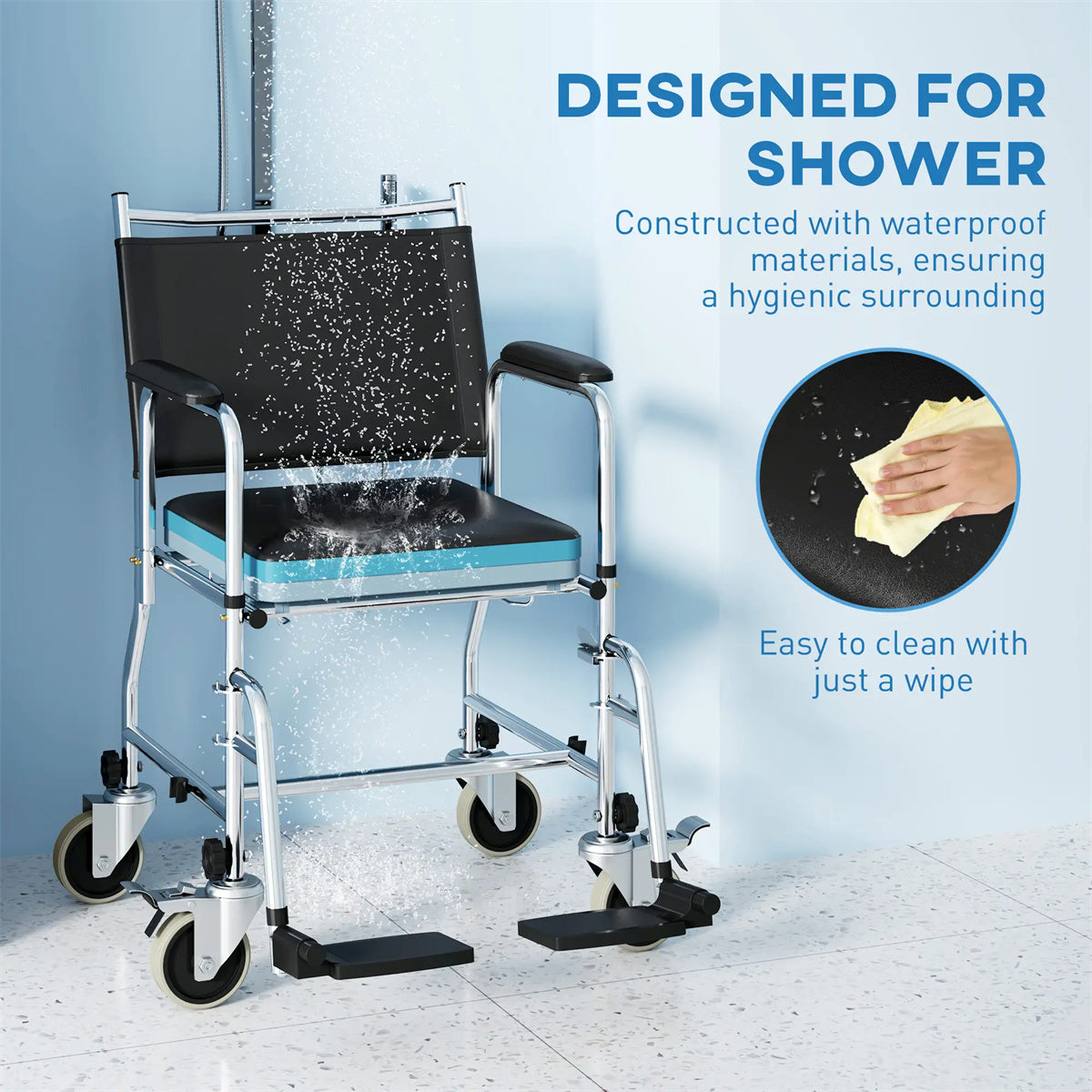 New Mobile shower chair, toilet wheelchair