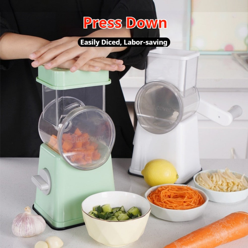 Vegetable Chopper - Slices, grinds, chops and julienne fruits without much effort - Includes container, interchangeable blades