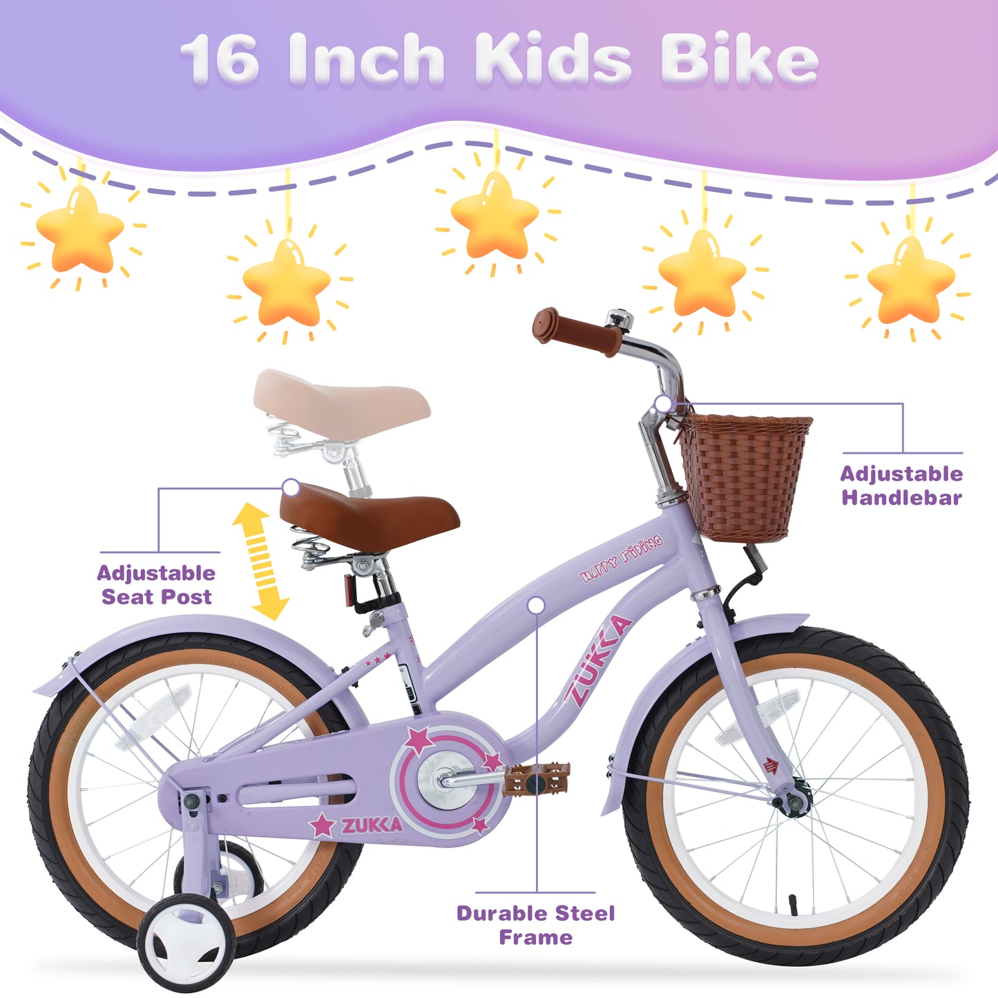 Multiple Colors,Girls Bike for 4-7 Years Old Kids,16 inch  wheel ,Training Wheels Included