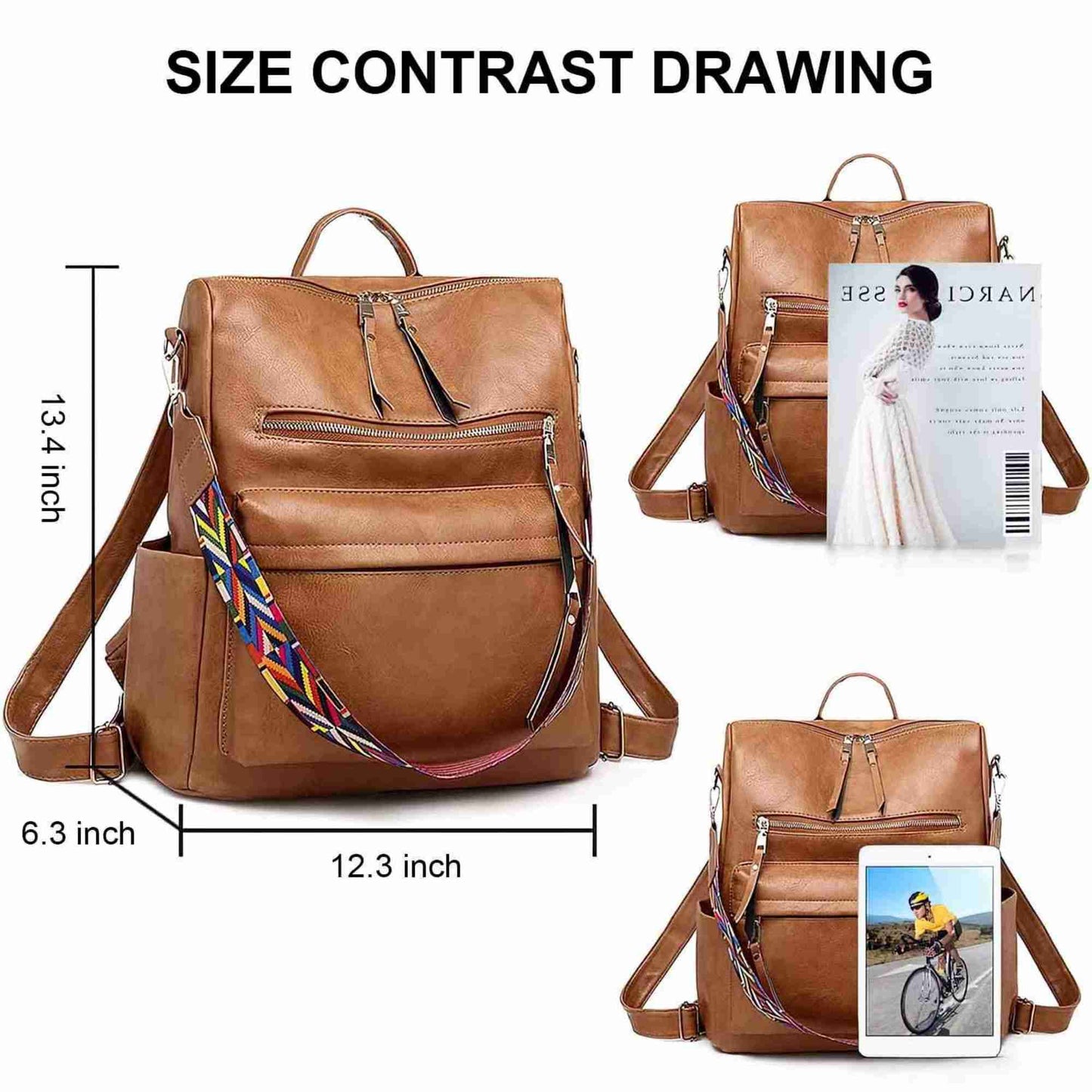 Backpack Purse faux PU Leather Designer Anti-theft School Backpack Convertible Shoulder Bag