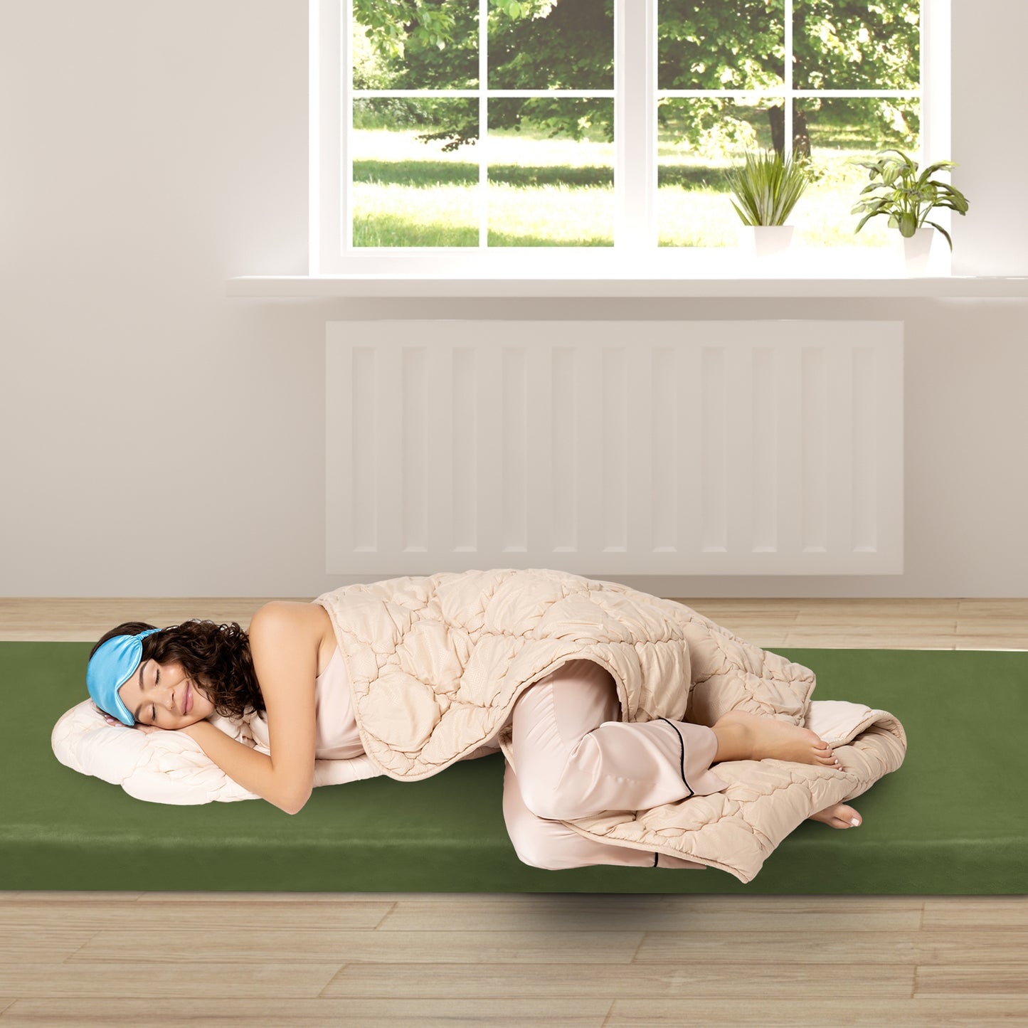 75"D x 30"W x 2.5"H Sleeping Mat for Camping (Green)