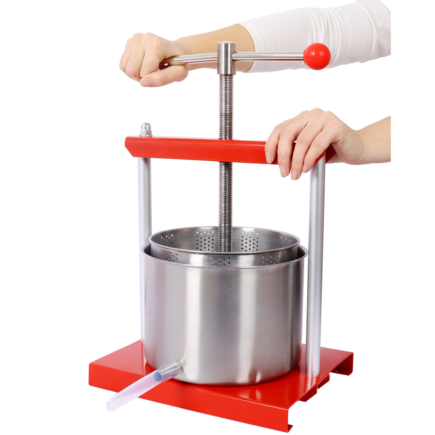 Fruit Wine Manual Press - 0.53 Gallon Stainless Steel Barrels Press Machine for Juice, Vegetable,Wine, Olive Oil