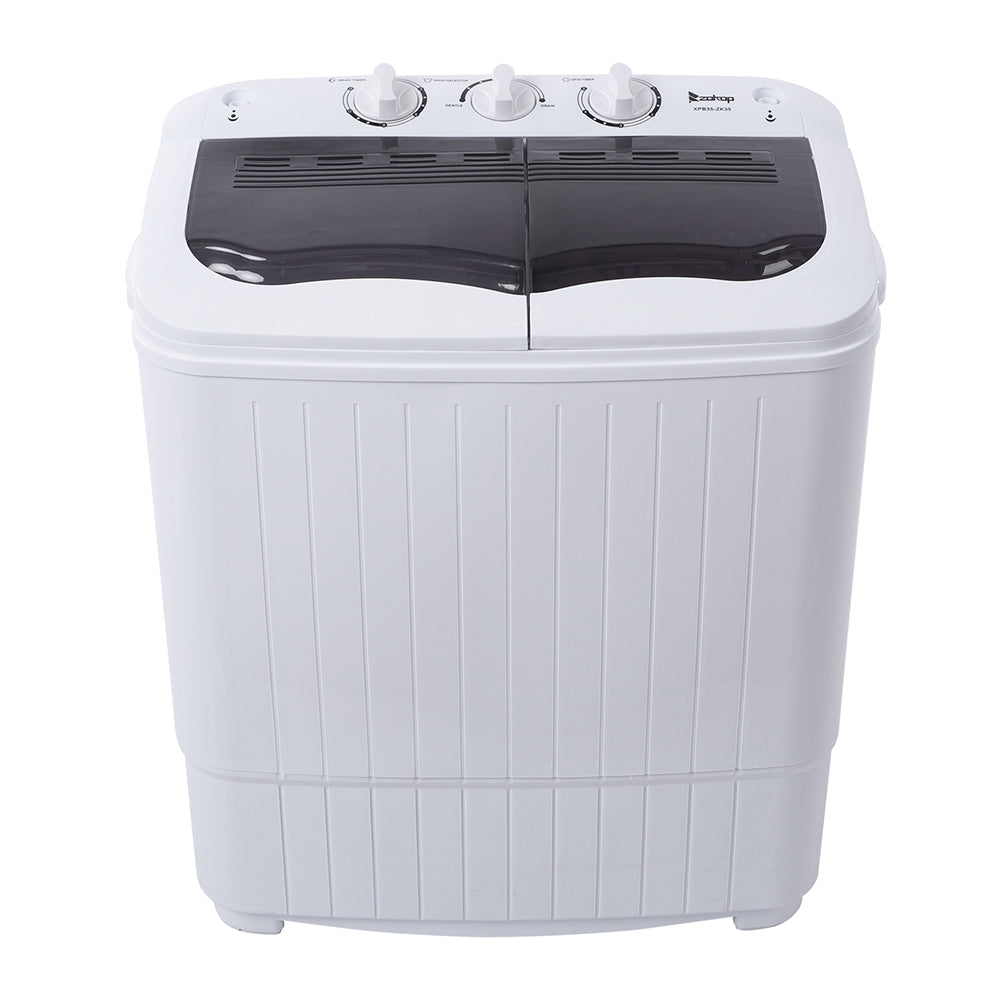 Compact Twin Tub with Built-in Drain Pump XPB35-188S 14.3(7.7 6.6)lbs Semi-automatic Gray Cover Washing Machine