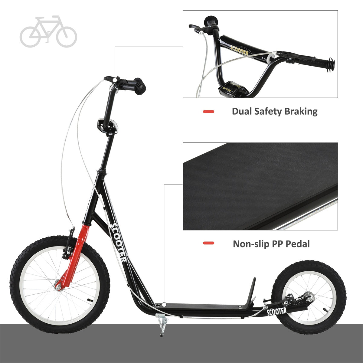 Scooter with Dual Brakes  - Black