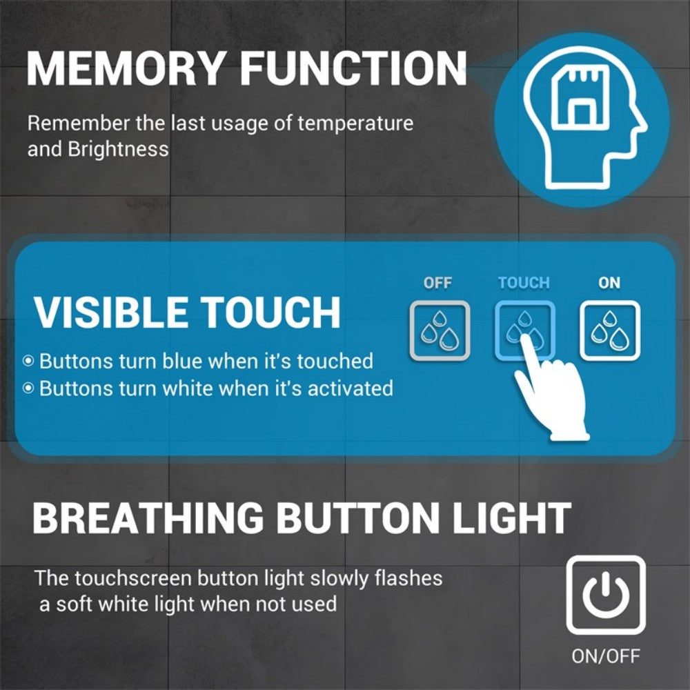 LED Bathroom Mirror with Lights 32"x 24" Wall Vanity LED Mirror Stepless Dimmable, Double Front and Backlight, Anti-Fog, Memory Smart Mirror