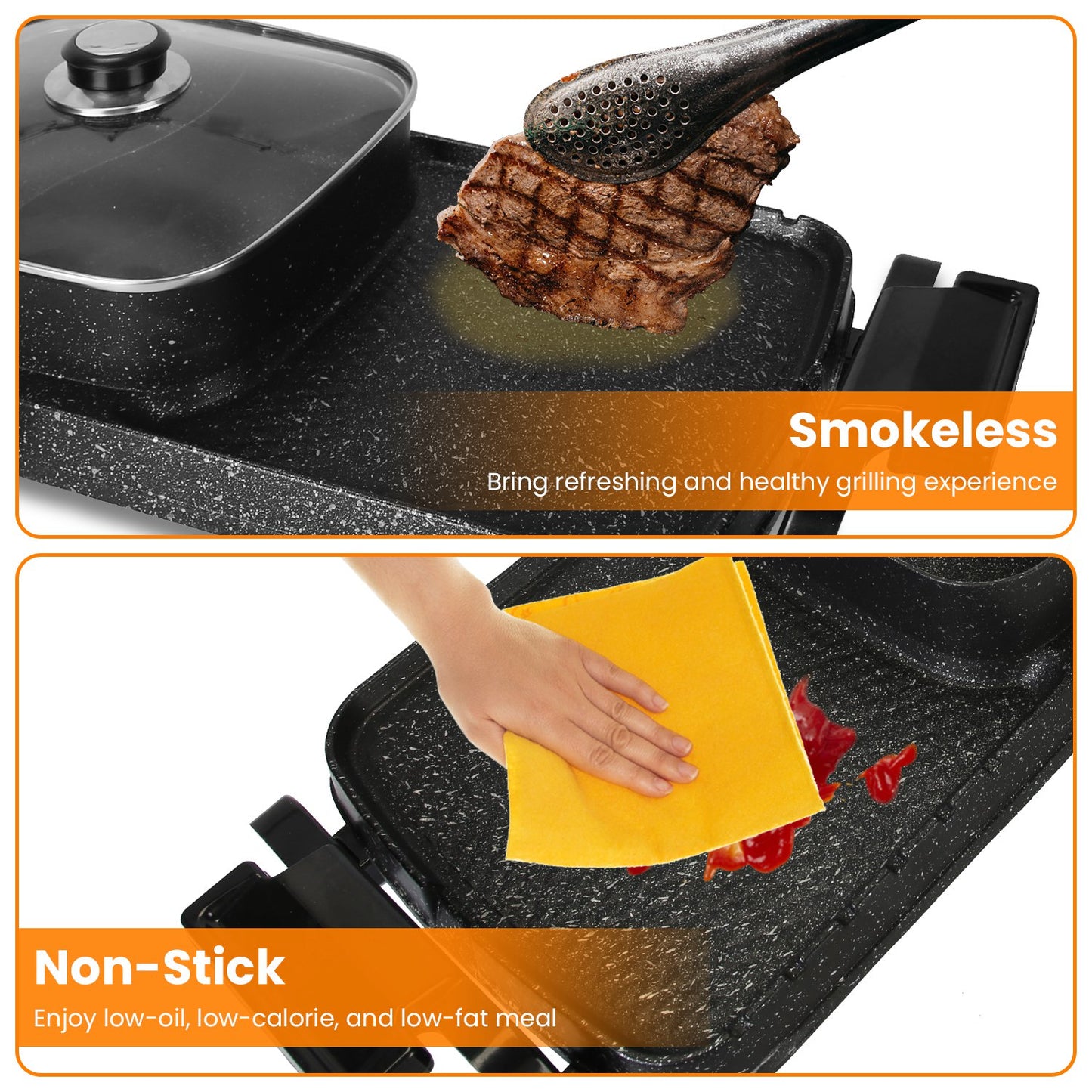 2 in 1 Hot Pot with Grill, Electric Hot Pot 2 in 1 Hot Pot BBQ Grill, Removable Hotpot Pot 2800W /Large Capacity Power Separate Temperature Control, Electric Grill