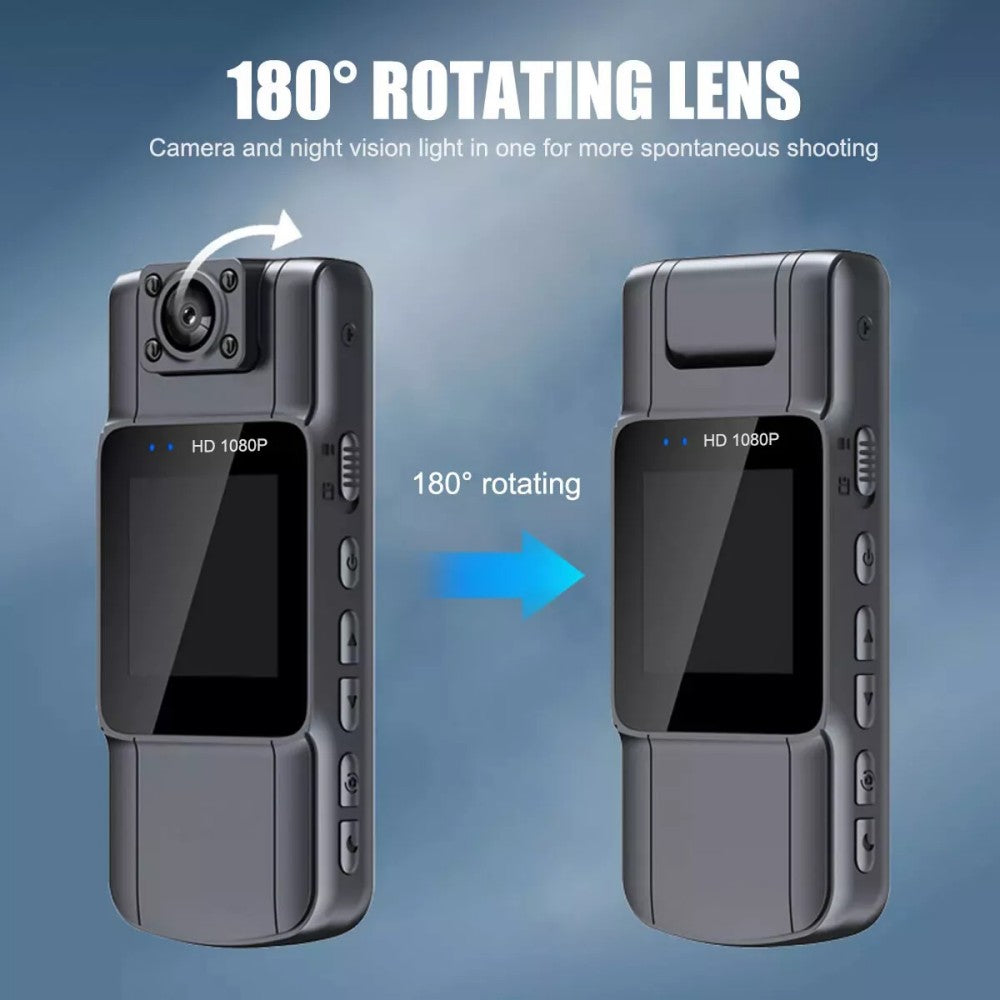 20-hour 1080P Camcorder Mini Police Body Camera HD 180° Video DVR IR Night Cam