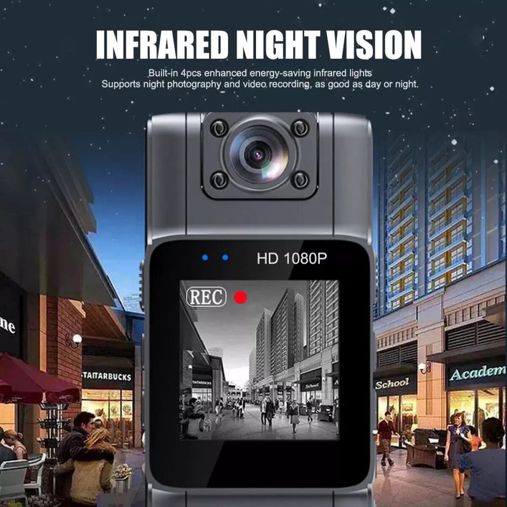 20-hour 1080P Camcorder Mini Police Body Camera HD 180° Video DVR IR Night Cam