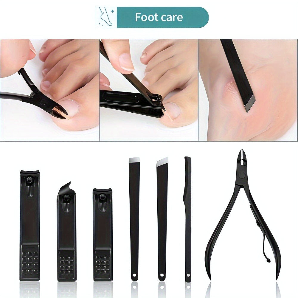 10-Piece Black Nail Clippers Kit with Travel Case – Professional Cuticle Nippers & Clippers, Complete Grooming Set for Home & Travel(Maybe YunExpress Logistics)