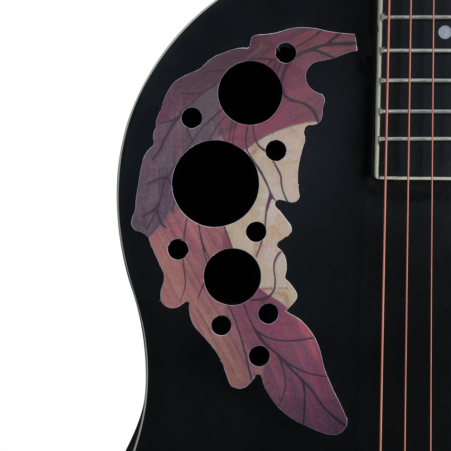 41 inch Cutawary Round  Back Acoustic Guitar Spruce Top Grape Hole Black