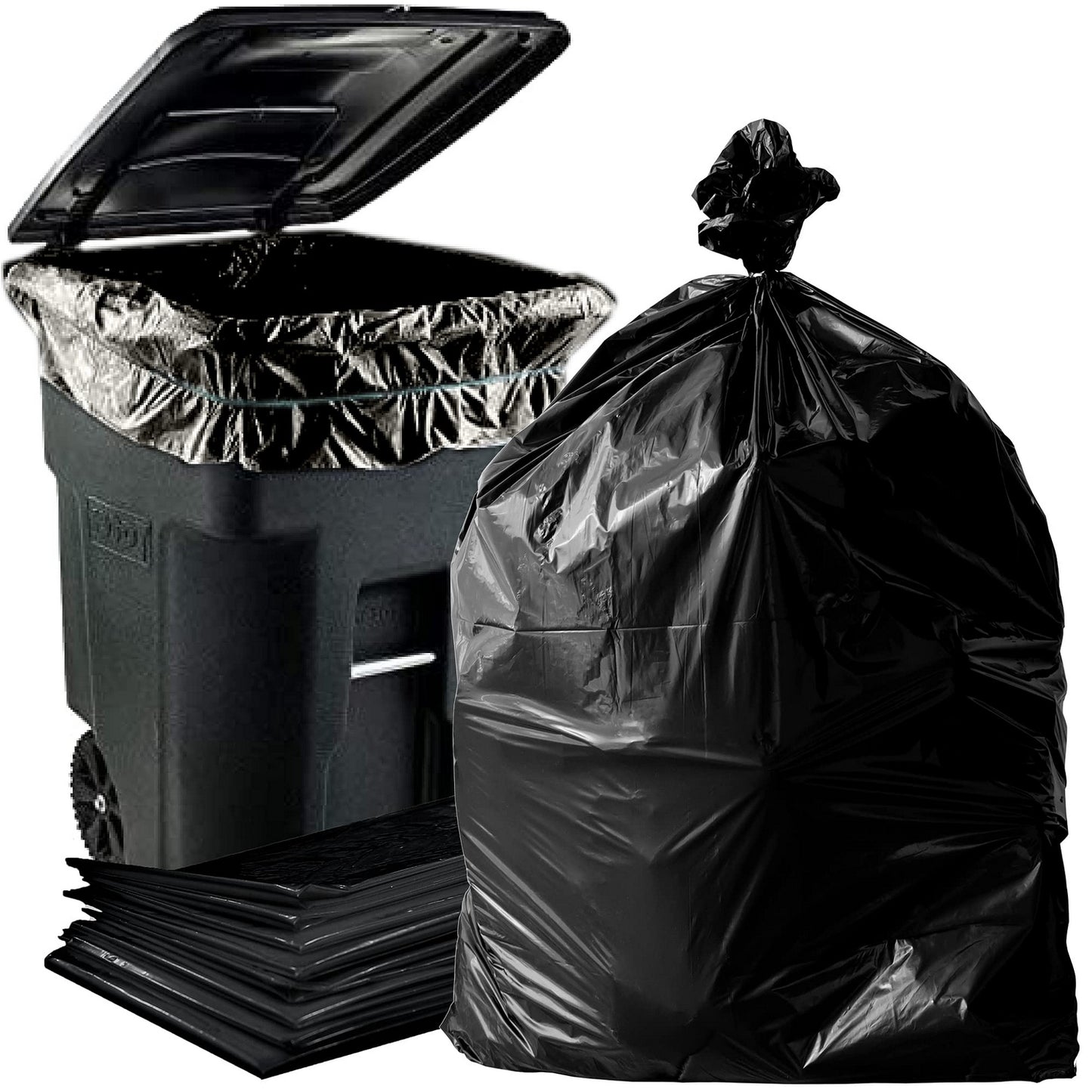 Plastics 30 Gallon Trash Bags (50PCS) 31" x 35" - Large Heavy Duty Can Liners - Plastic Black Garbage Bags for Lawn, Leaf, Contractor, Yard