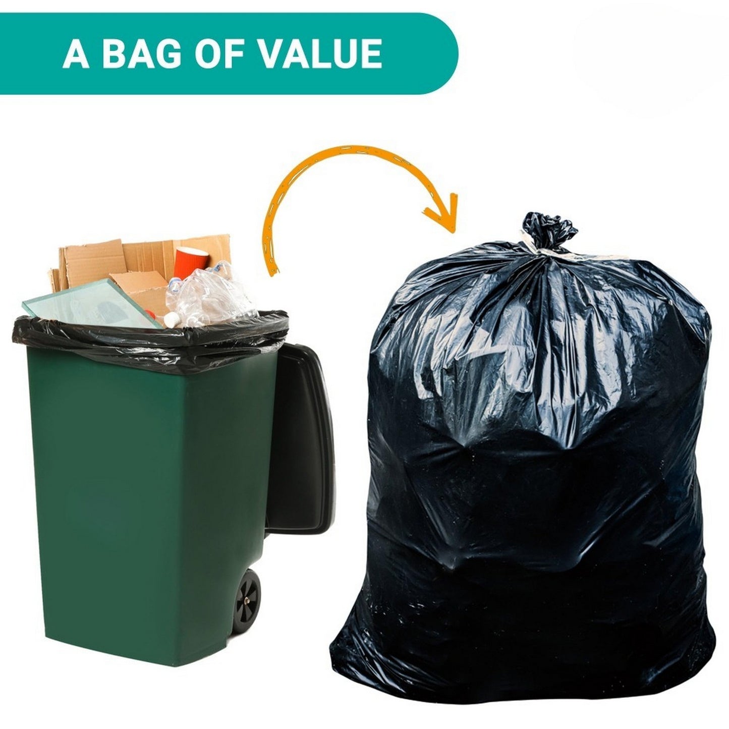 Plastics 30 Gallon Trash Bags (50PCS) 31" x 35" - Large Heavy Duty Can Liners - Plastic Black Garbage Bags for Lawn, Leaf, Contractor, Yard