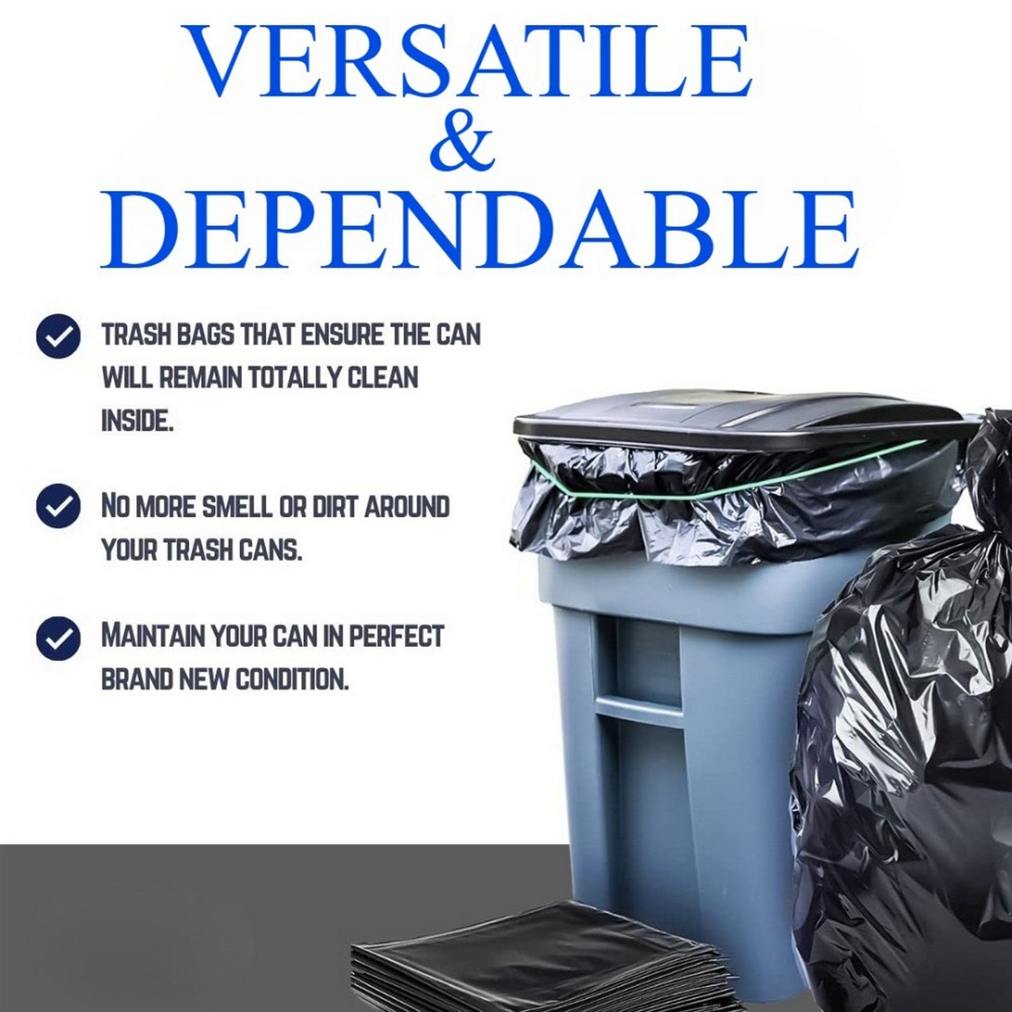 Plastics 30 Gallon Trash Bags (50PCS) 31" x 35" - Large Heavy Duty Can Liners - Plastic Black Garbage Bags for Lawn, Leaf, Contractor, Yard