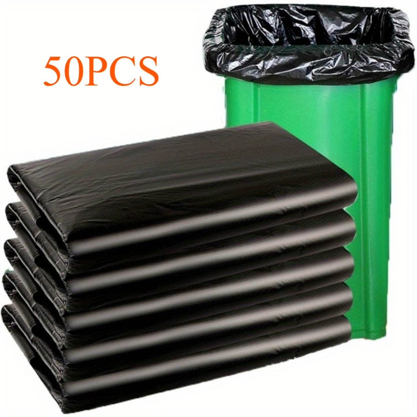 Plastics 30 Gallon Trash Bags (50PCS) 31" x 35" - Large Heavy Duty Can Liners - Plastic Black Garbage Bags for Lawn, Leaf, Contractor, Yard