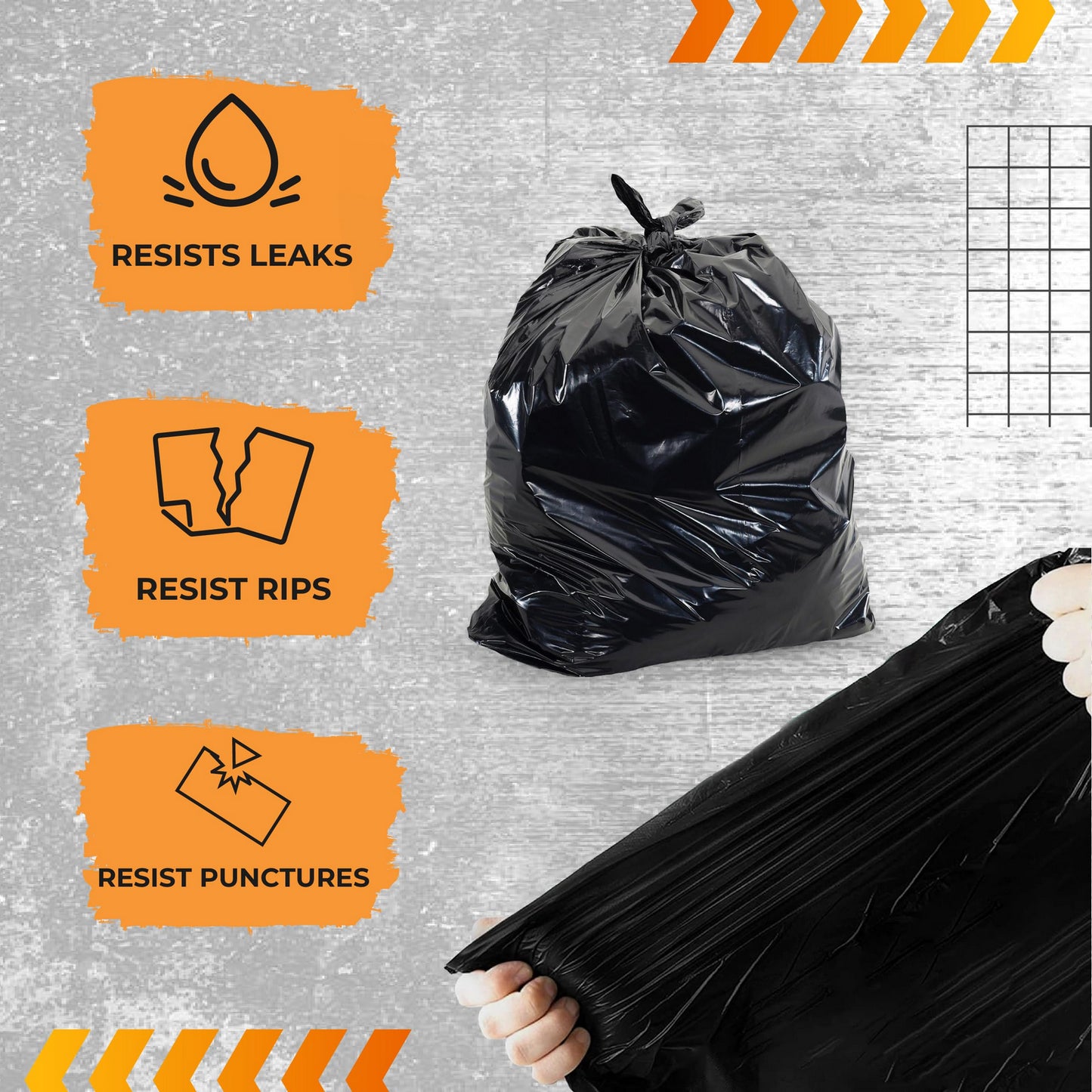 Plastics 30 Gallon Trash Bags (50PCS) 31" x 35" - Large Heavy Duty Can Liners - Plastic Black Garbage Bags for Lawn, Leaf, Contractor, Yard