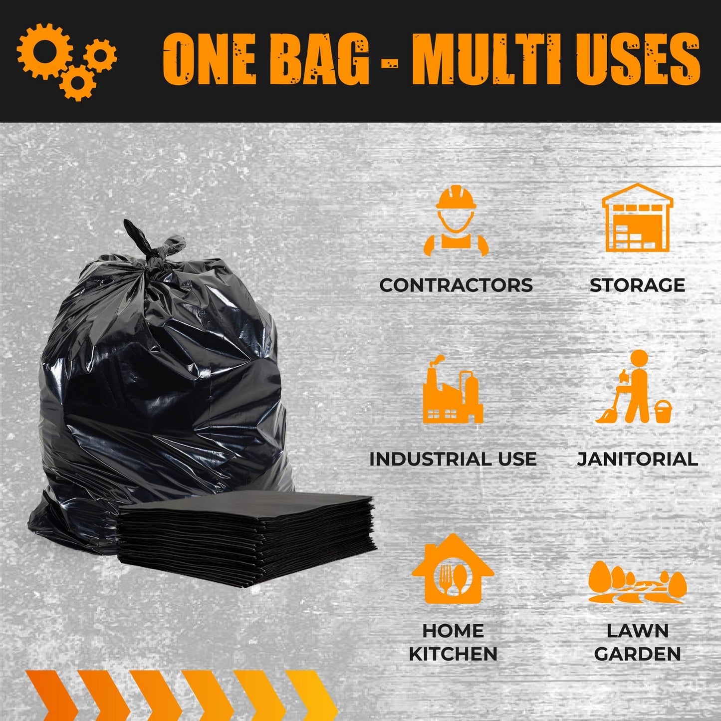 Plastics 30 Gallon Trash Bags (50PCS) 31" x 35" - Large Heavy Duty Can Liners - Plastic Black Garbage Bags for Lawn, Leaf, Contractor, Yard
