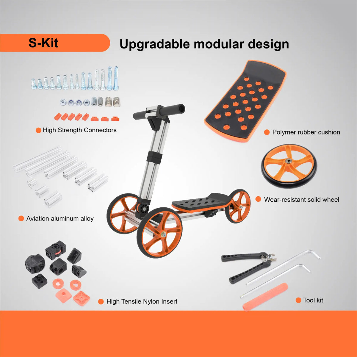 Build Create Different Model Designs- Scooter Kit 28.74"x12.99"x20.87", (Silver)