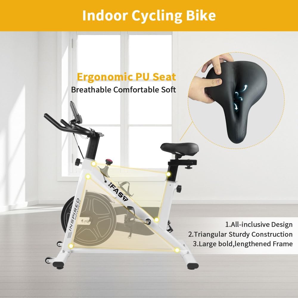 Exercise Bike with LCD Monitor and Comfortable Seat Cushion for Home Gym Cardio Fitness Training