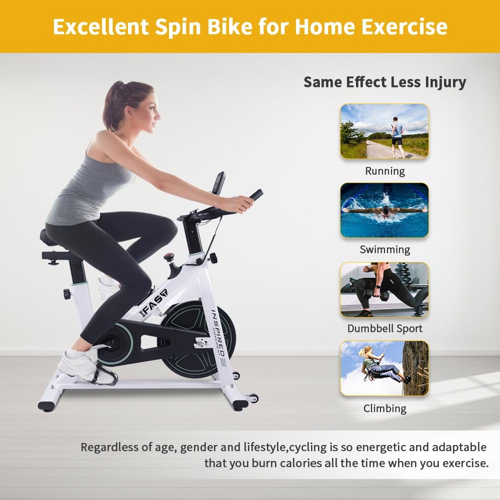 Exercise Bike with LCD Monitor and Comfortable Seat Cushion for Home Gym Cardio Fitness Training