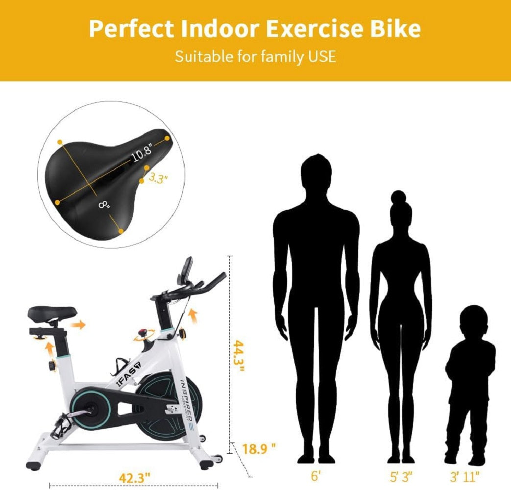 Exercise Bike with LCD Monitor and Comfortable Seat Cushion for Home Gym Cardio Fitness Training