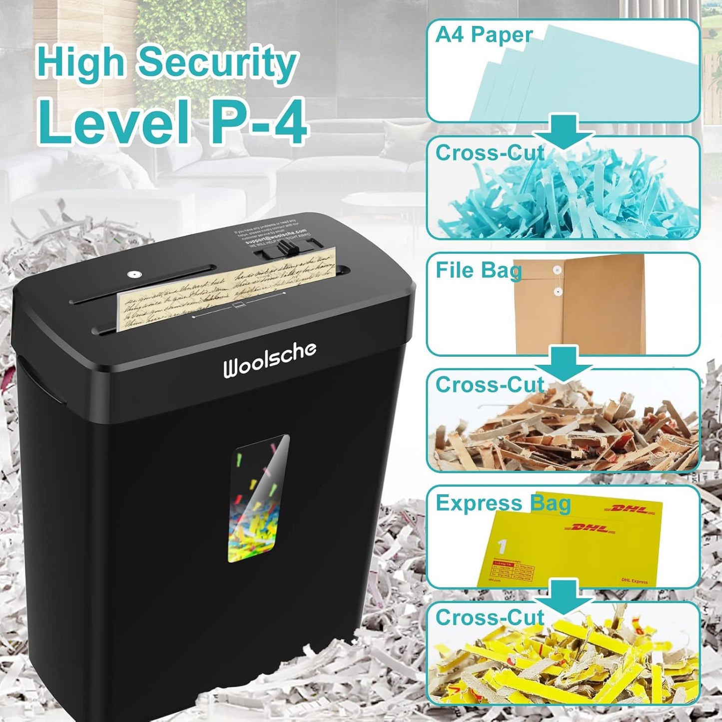 Paper Shredder for Home- 10-Sheet Cross Cut with 3.43-Gallon Basket - P-4 Security Level - 3-Mode Design - Shreds CD and Credit Card - Durable, Fast, and Jam Proof for Home Office