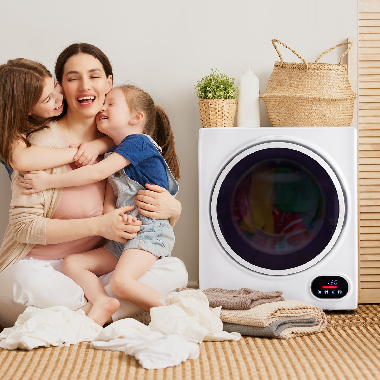 Compact portable Household clothes Dryer 1.5CUFT Drum Dryer with LED display -White 120V 2.5KG