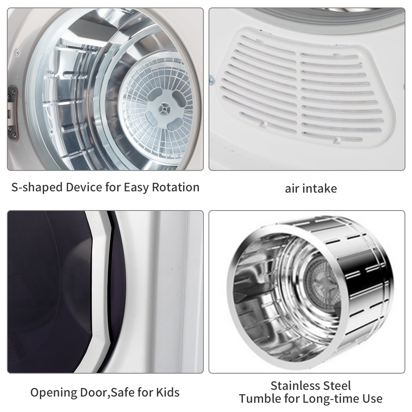 Compact portable Household clothes Dryer 1.5CUFT Drum Dryer with LED display -White 120V 2.5KG