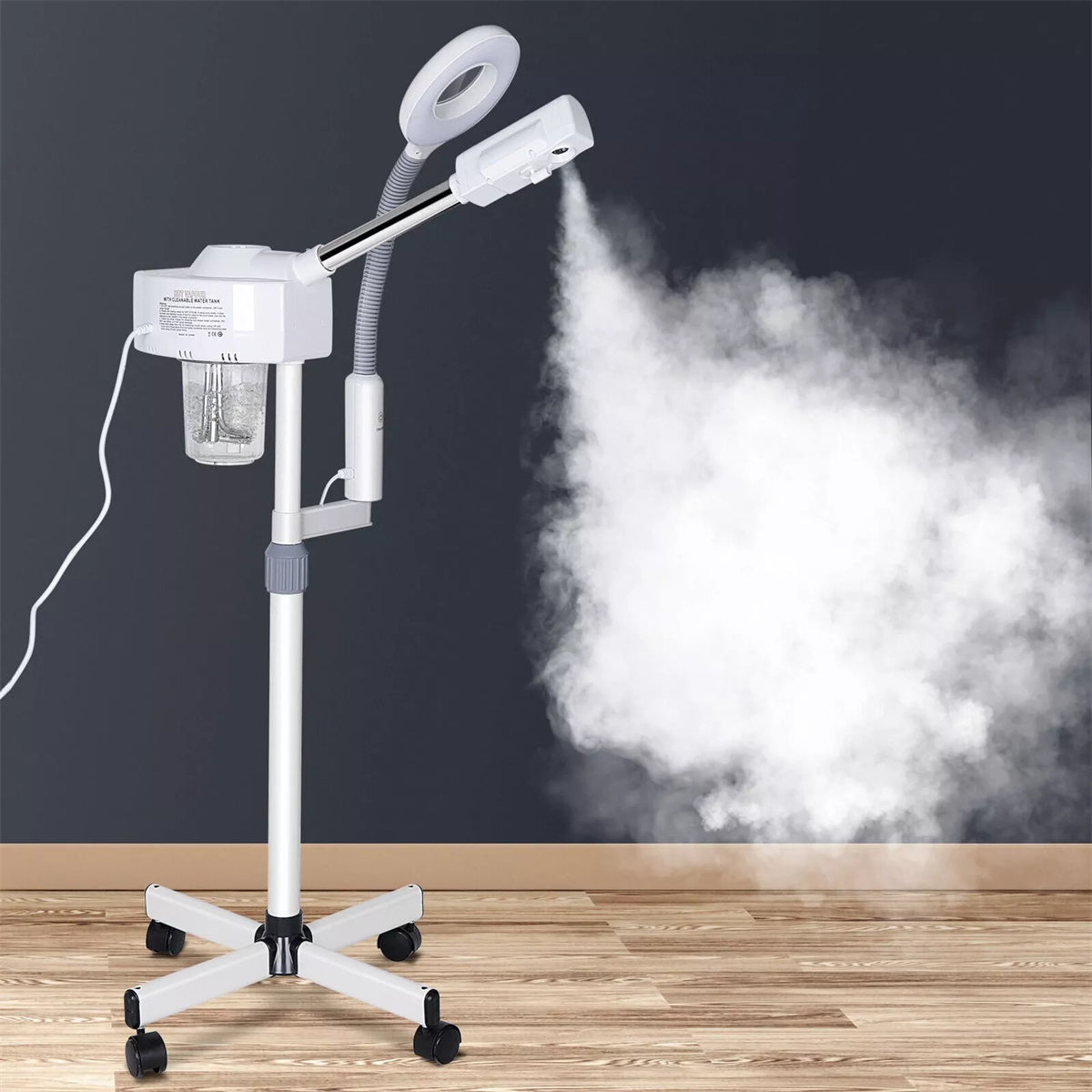 ﻿  2 in 1 Professional Facial Steamer Ionic Ozone Hot Mist Stand for Salon Skin Cleaning