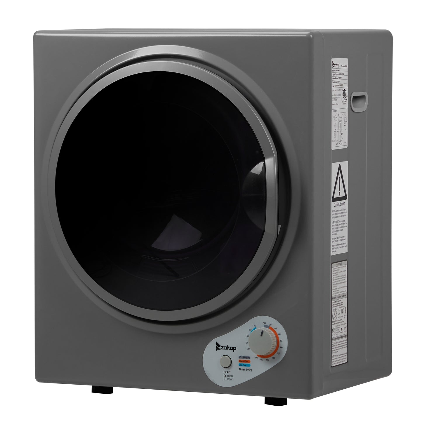 Compact Portable Household clothes Dryer 2.5KG 1.6cuft with Stainless Steel Drum Black and White 120V MECHANICAL Control ETL Certification