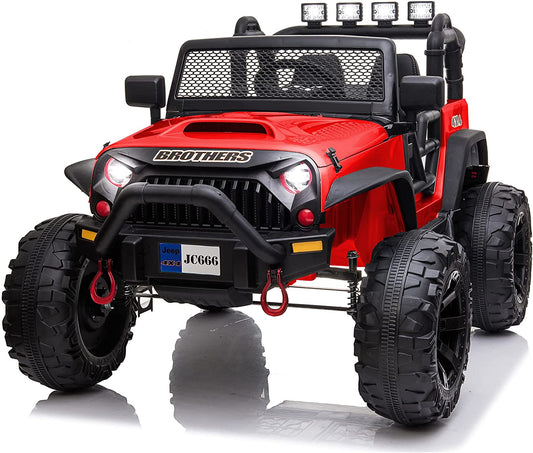 48.4" Large Ride On Car for Kids, Battery Powered Electric Car with 2 Seats, Remote Control, 14" Large Suspension Wheels, LED Lights, Music, Bluetooth,red