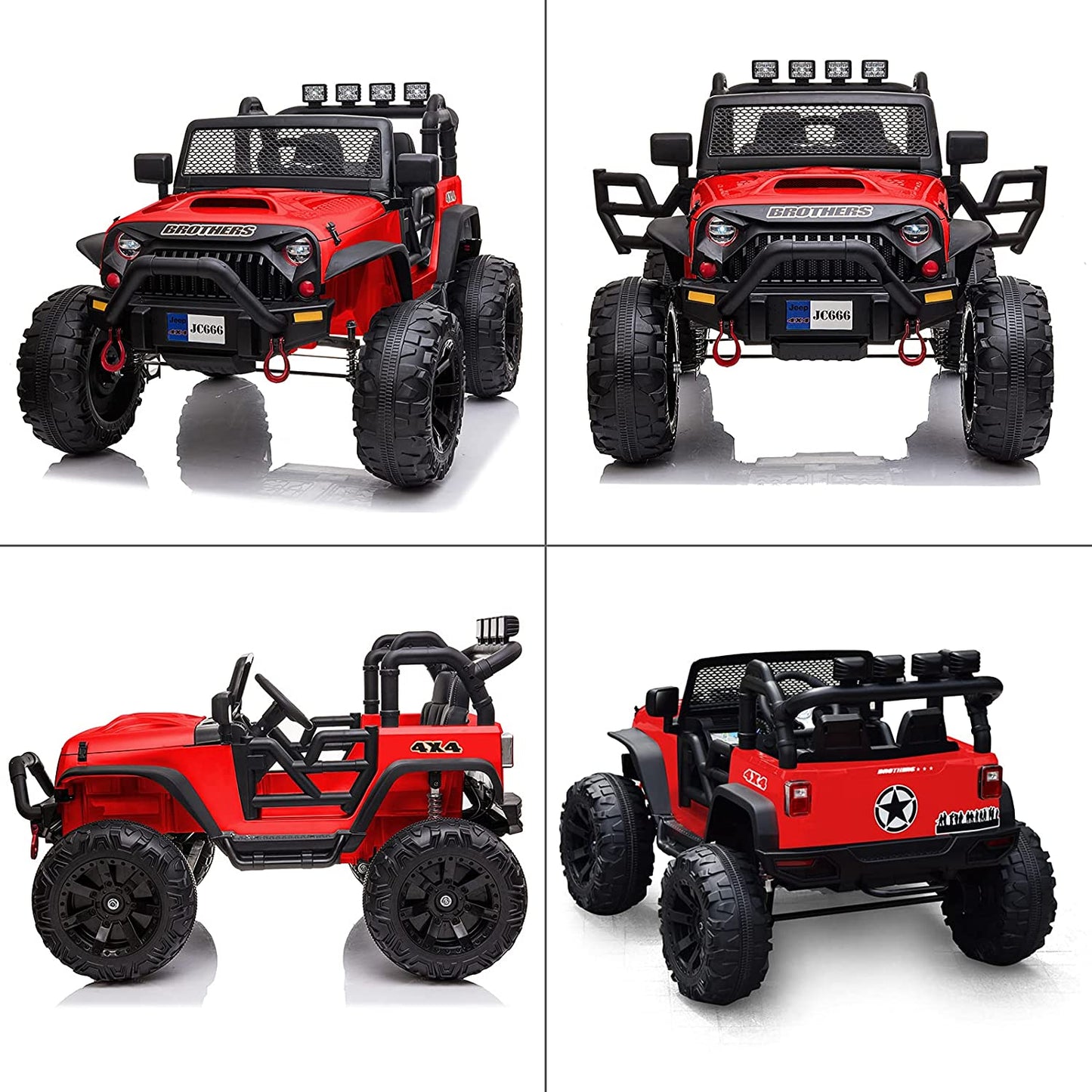 48.4" Large Ride On Car for Kids, Battery Powered Electric Car with 2 Seats, Remote Control, 14" Large Suspension Wheels, LED Lights, Music, Bluetooth,red