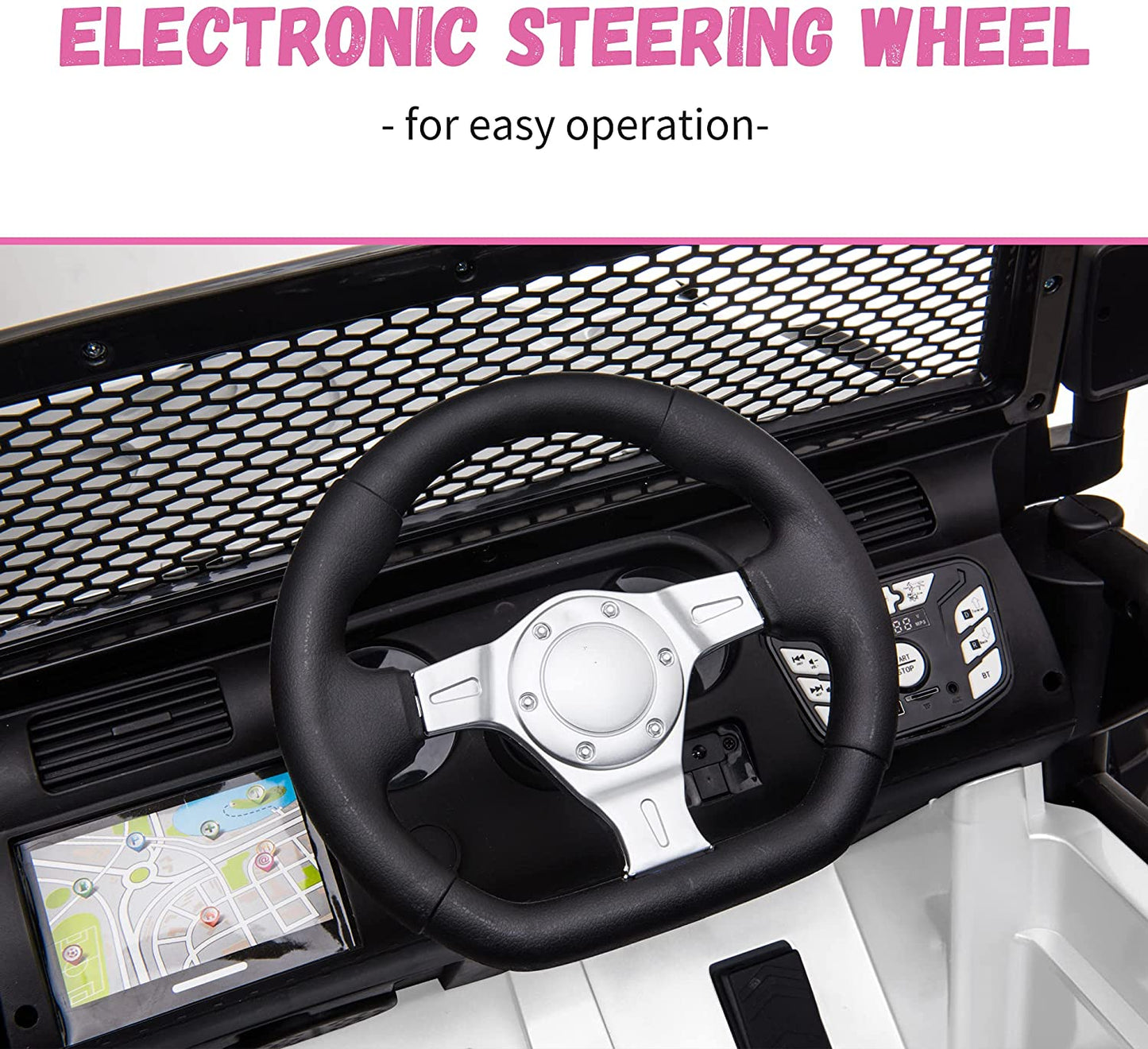 48.4" Large Ride On Car, Battery Powered Electric Car with 2 Seats, Remote Control, 14" Large Suspension Wheels, LED Lights, Music, Bluetooth,white