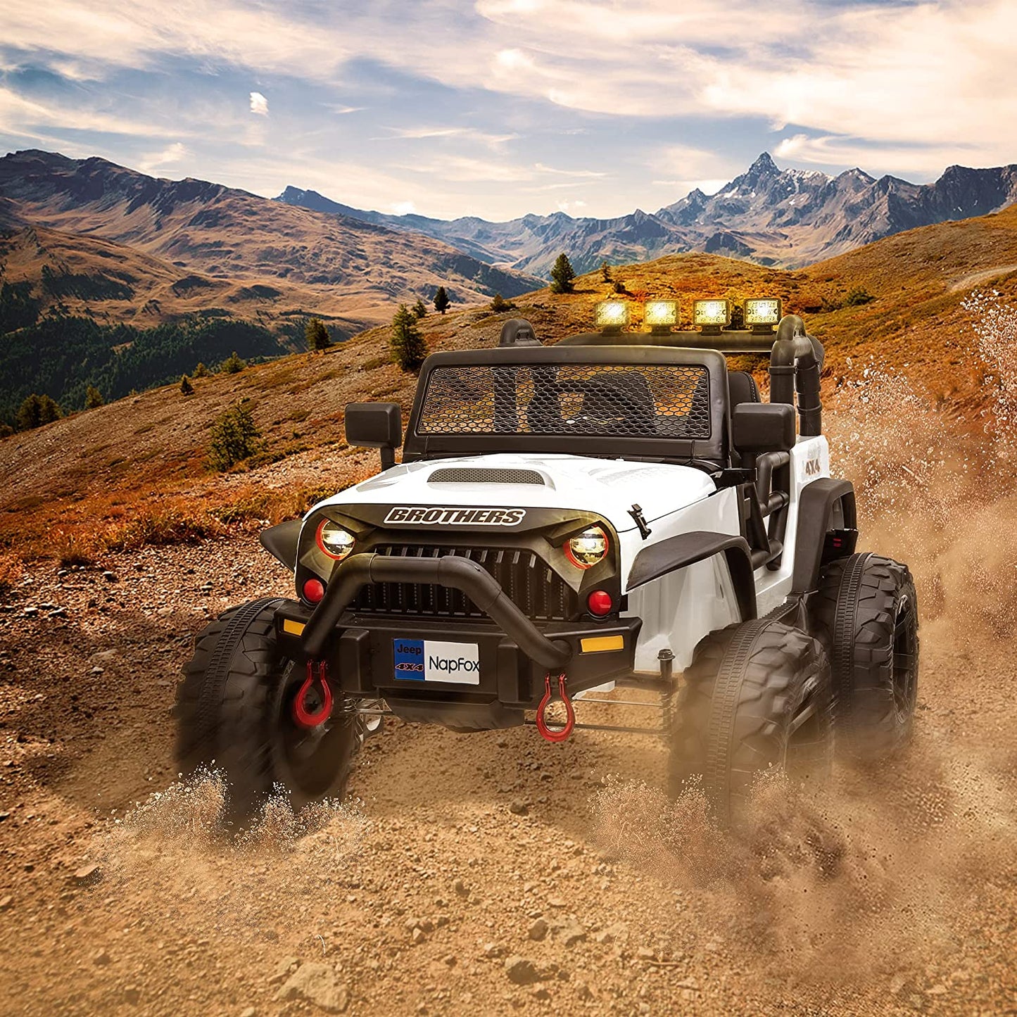 48.4" Large Ride On Car, Battery Powered Electric Car with 2 Seats, Remote Control, 14" Large Suspension Wheels, LED Lights, Music, Bluetooth,white