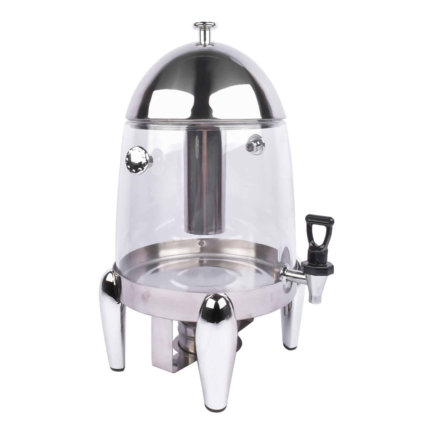 3-Gallon Beverage Dispenser, Alcohol Heated Hot and Cold Drink Container with Faucet, Commercial Beverage Container for Coffee, Juice, Lemonade (Clear, Stainless Steel)